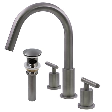 Novatto WALTZ Widespread 2-Handle Lavatory Faucet in Gun Metal with Drain NBF-112GM-PUD